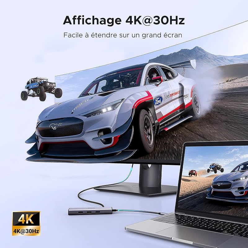 Revodok 1061 Hub USB C 6 en 1 Adaptateur Ethernet Gigabit