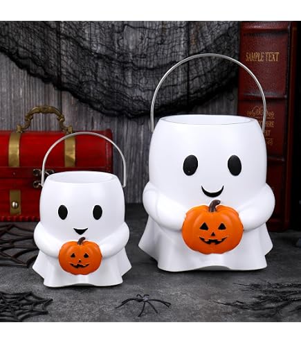 Halloween-Geistereimer Mit Spazierendem Hund – Weiß, Aus Harz, Als Blumentopf Oder Süßigkeitenschale – Innen/Außen