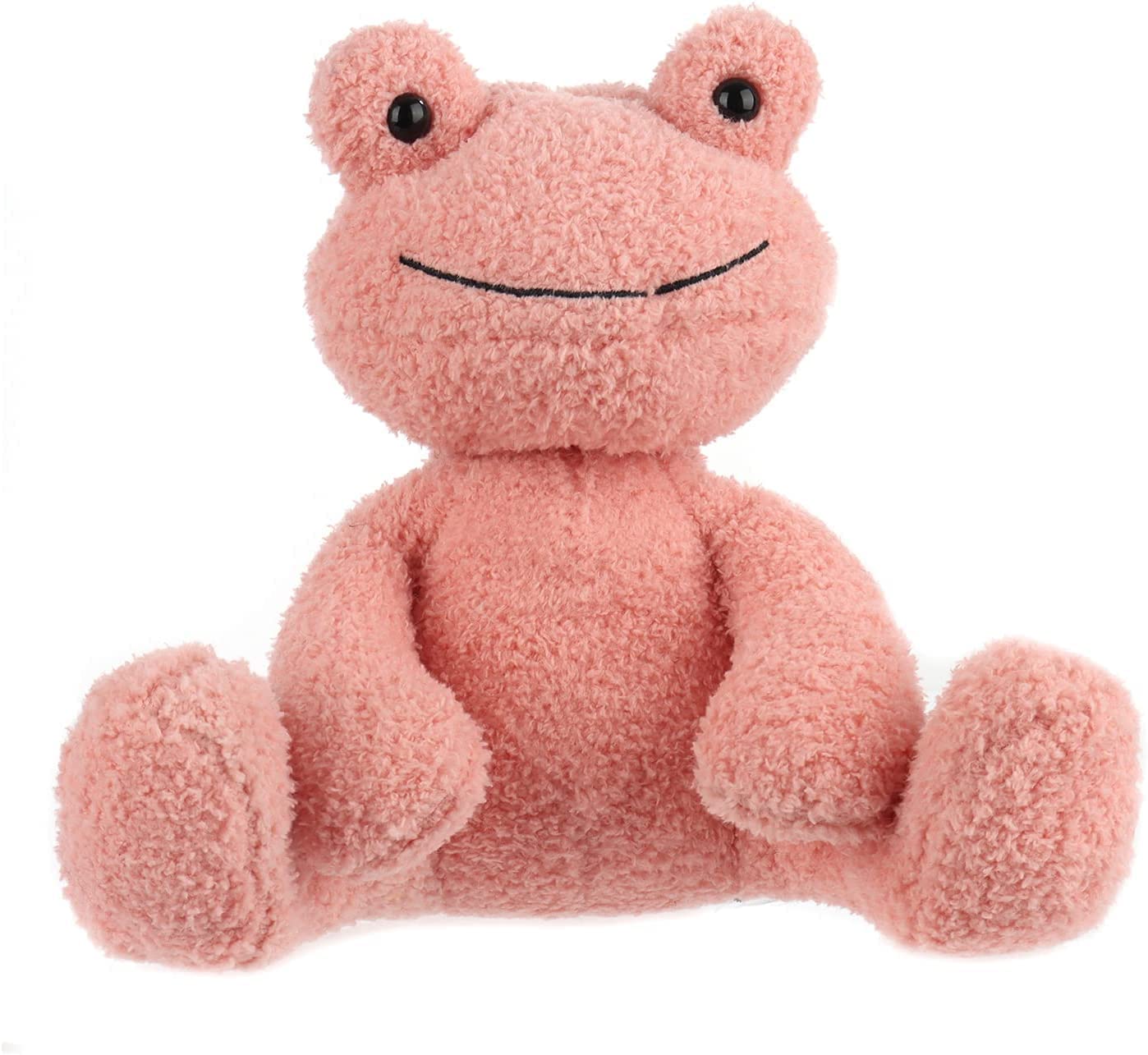 Apricot Lamb Toys Plush Velvet Frog Stuffed Animal Soft Cuddly Perfect for Child (Dark Pink Frog, 8.5 Inches)