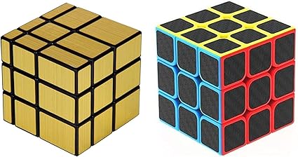 Mayatras High Speed Carbon Fiber Sticker 3x3 & Gold Mirror Magic Rubik Cube Toy (Gold & Carbon Fiber Cube)