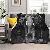 Elephant Throw Blanket Cute Funny Black Soft Fleece Throw Blanket 50x60 for Couch Bed Men Women Gifts All Seasons