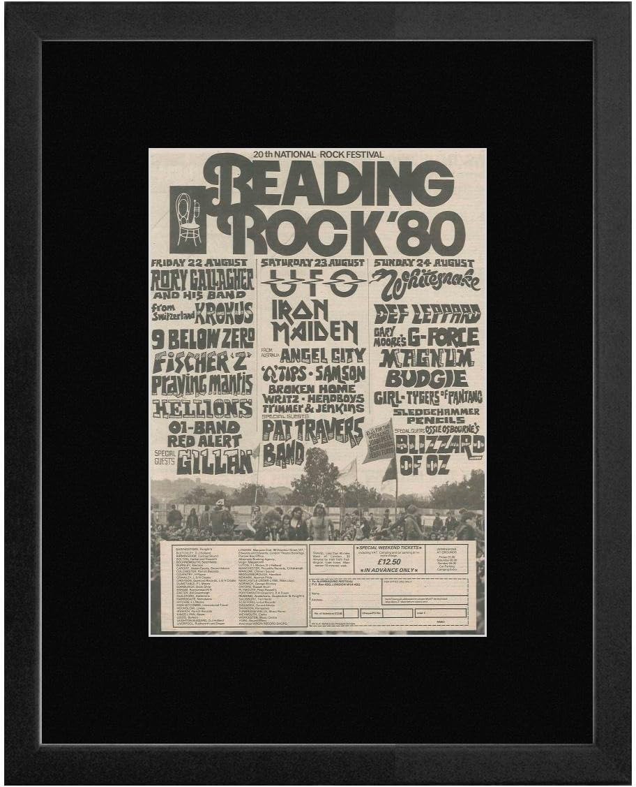 UFO Iron Maden Def Leppard Whitesnake - Reading Rock 1980 Framed Mini Poster - 43x53cm