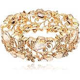 CSY Elegant Stretch Bangles Art Deco Statement Cuff Bangle Elastic Wide Bracelet Wedding Party Prom Jewelry for Women
