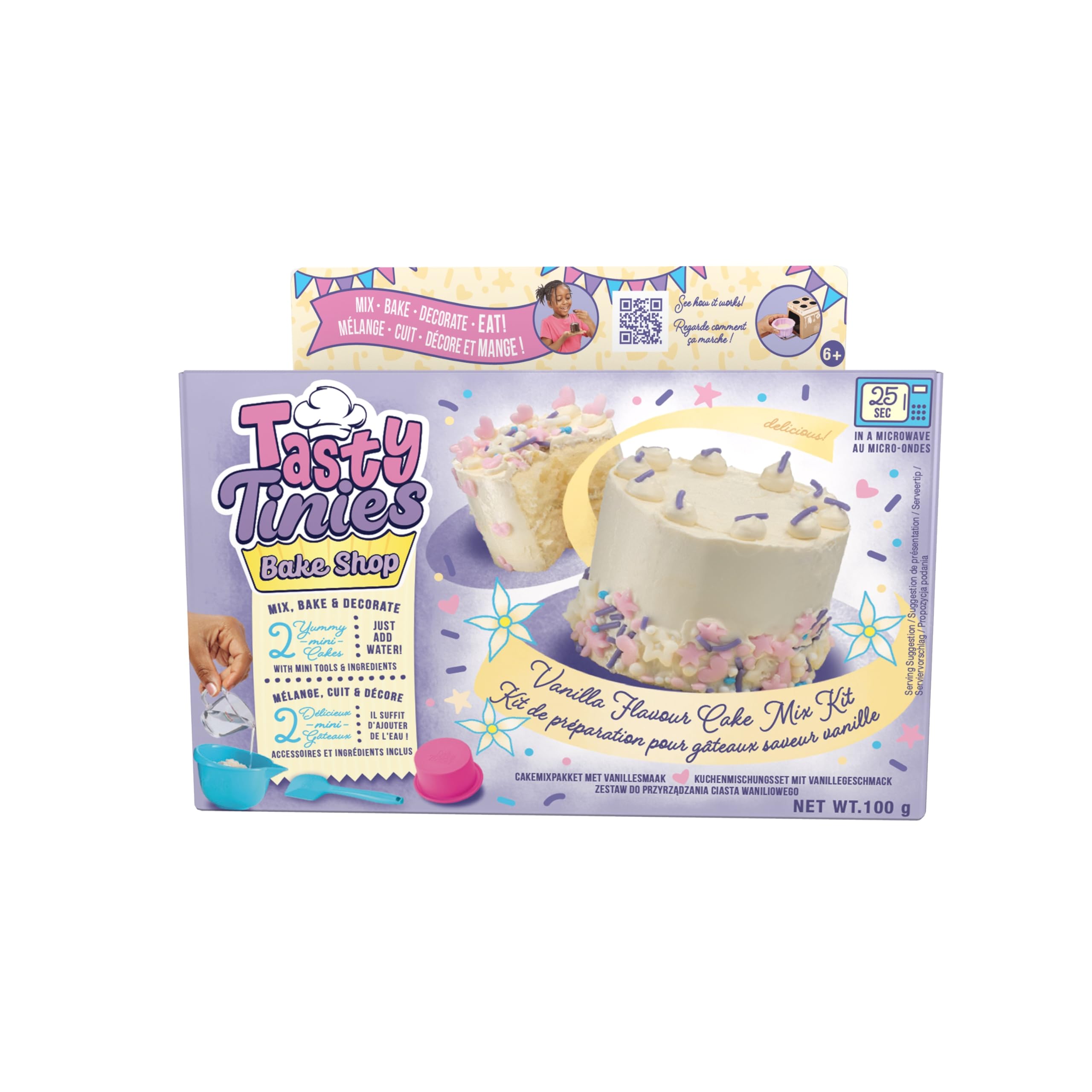 Tasty Tinies Bake Shop Cake Mix | Vanilla Cake With White Vanilla Frosting & Unicorn Sprinkles | Bake Delicious Mini Treats In 25 Seconds | Baking Set For Kids | Recommended For Ages 6+