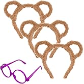 Yolyoo 3pcs Chipmunk Ears Headband Chipmunk Headband Accessory 1 Black Round Glasses Frame for Cosplay Animal Halloween Party