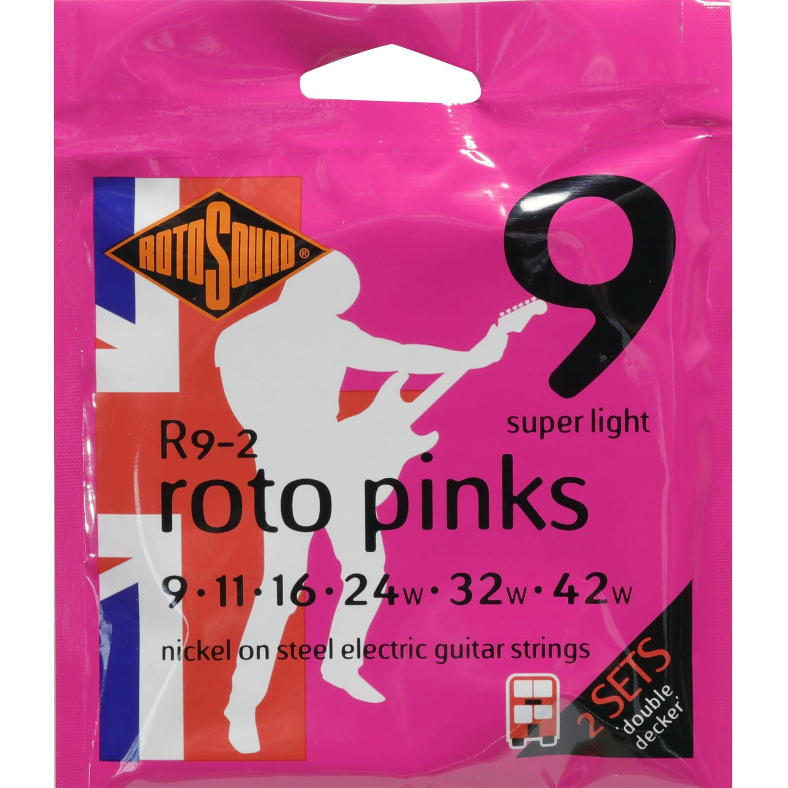 Rotosound R9-2 Nickel Super Light Gauge Double Decker Electric Guitar Strings (9 11 16 24 32 42)
