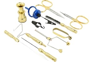 Kingfisher Fly Fishing Comprehensive Fly Tying Tool Set with Case, Scissors, Bobbin, Bodkin, Whip Finisher, Hackle Plier, Hai