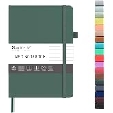 ⩓ Per Se Lined Journal Notebook &ndash; A5 Hardcover, 160 Pages 100gsm Thick Paper, College Ruled for Writing - 5.7&rdquo;x8&rdquo; (Dark Green)