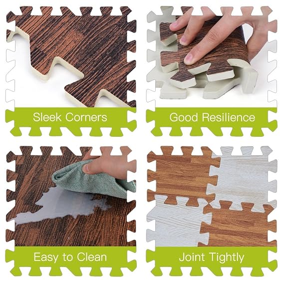 Gloglow Printed Wood Grain Interlocking Foam Anti Fatigue Floor