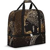 Foldable Travel Duffel Bag for Women - Carry on Personal Item Bag with Shoes Compartment, Weekender Overnight Duffle Bags Sport Tote Gym Luggage for Airplanes Traveling(African Women)
