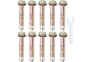 M METERXITY 10-Pack Hex Expansion Bolt, M6x40mm Colored Galvanized Iron-Carbon Steel External Hex Expansion Bolts W/ 10mm Wre