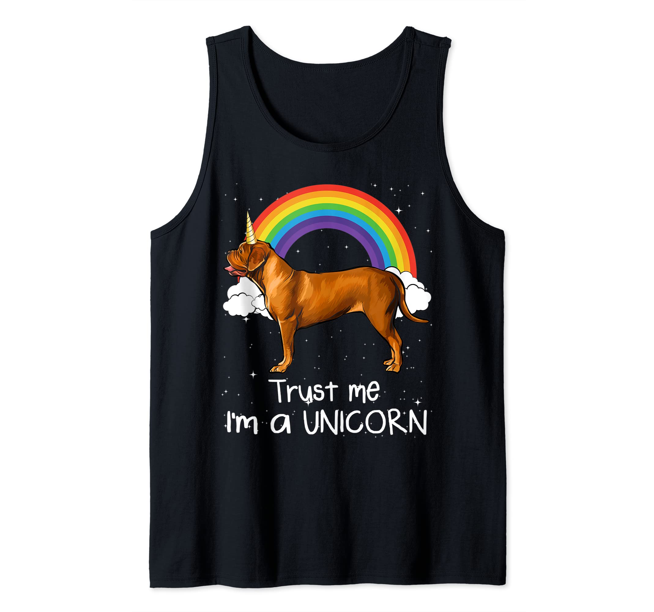 Rainbow Dogues de Bordeaux Trust Me I'm A Unicorn Dog Tank Top