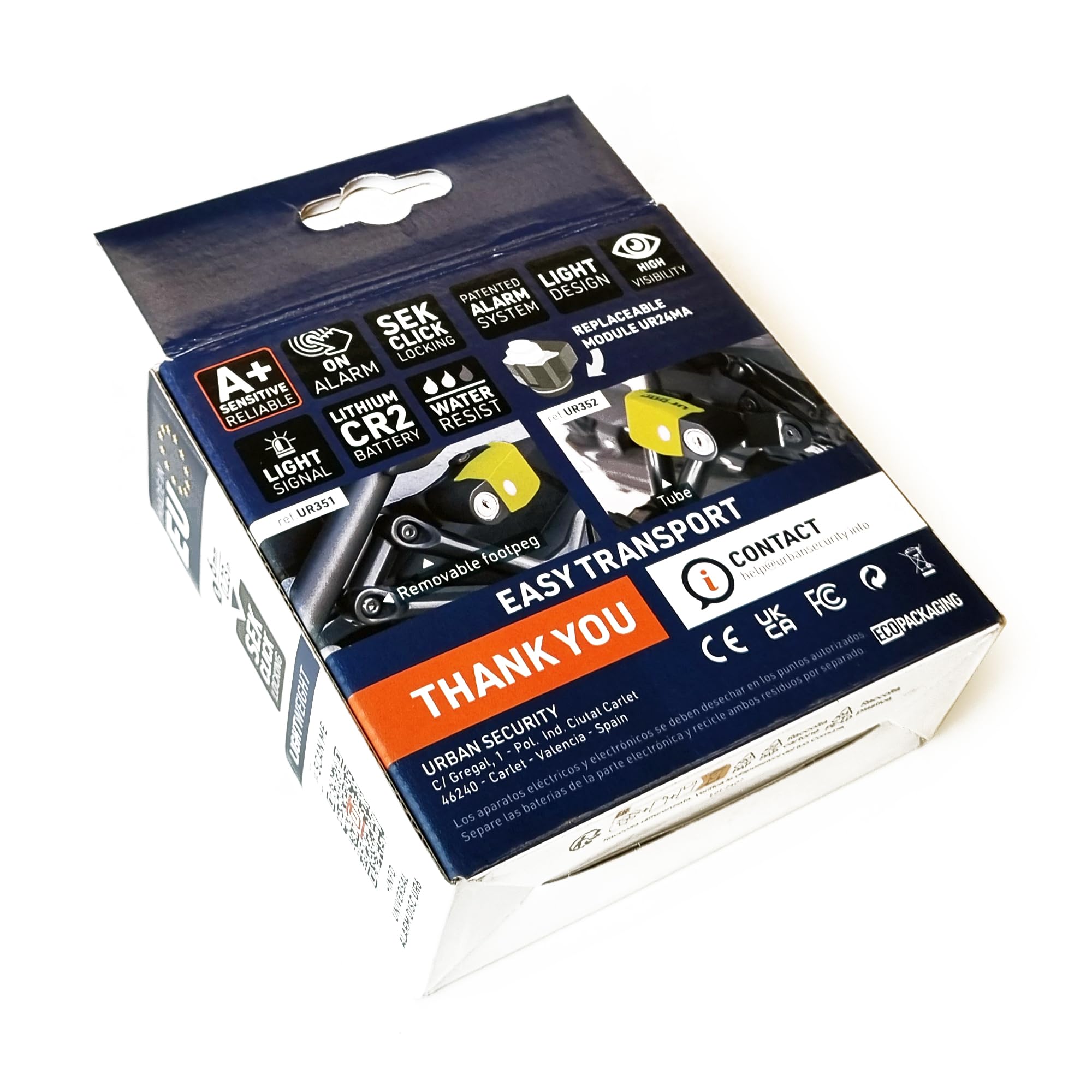 URBAN UR6 Hi-Tech Alarm Disc Lock 120db ON/OFF, Warning, Light Alert, A+ Sensitivity, Replaceable Alarm, Waterproof, Longlife Battery, Carried locked, Universal Motorcycle, Bike, Bicycle, Scooter
