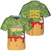 Custom Christmas Baseball Jersey Shirt, Personalized Team Name & Number Holiday Matching Shirt for Family, Friends, Players