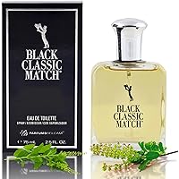 PB ParfumsBelcam Black Classic Match Eau De Toilette Spray for Men – 2.5 Fl. Oz Affordable, Long-Lasting Fresh Woody Fragranc