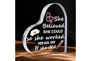 FEELDEAL Nurse Gifts for Women – Heart Shaped Acrylic Paperweight, RN Graduation, Nurses Week, Christmas, or Nurse’s Day Appreciation Keepsake for Desk or Table Decor (Heart 3.9x3.9x0.6in)