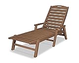 POLYWOOD NCC2280TE Nautical Arms Chaise, Teak