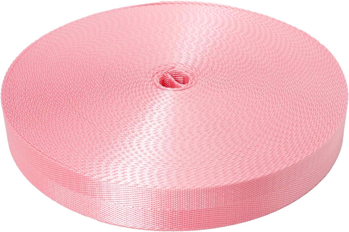 Photo 1 of Devobunch 1 Inch Nylon Webbing Strap, Heavy Duty Nylon 10|25 Yard Webbing Roll, Durable Nylon Strapping for Indoor or Outdoor Gear, DIY Crafting, Repairing, 15 Vibrant Colors (Pink, 50 Yard)