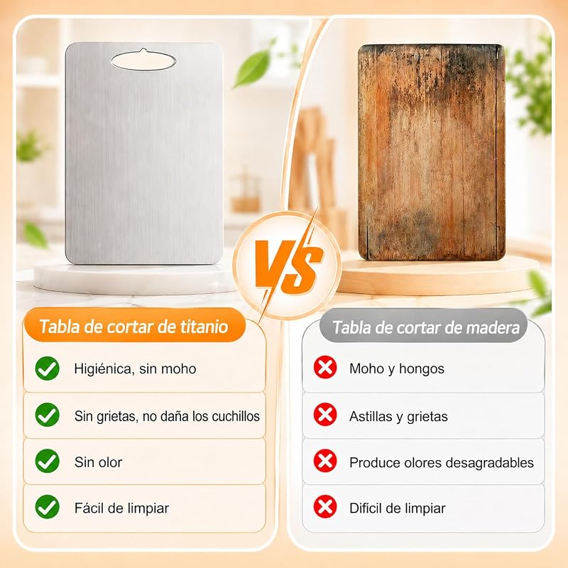 3 Piezas Tabla de Cortar de Titanio,S316 Tabla de Cocina Acero Inoxidable,Cutting Board de Grado Alimenticio de Doble Cara,Ideal para Cortar,Carne,Verduras,Frutas — foto 7 de 7