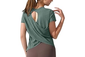 Workout Shirts for Women Hollow Out Over Cross Back Tops Gym Yoga Blouses Lightweight Quick Dry Comfy Tees