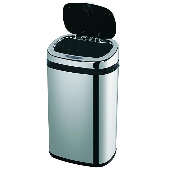 MSV Edelstahl Automatik Sensor Mülleimer Abfalleimer - Automatische Öffnung - 42 Liter