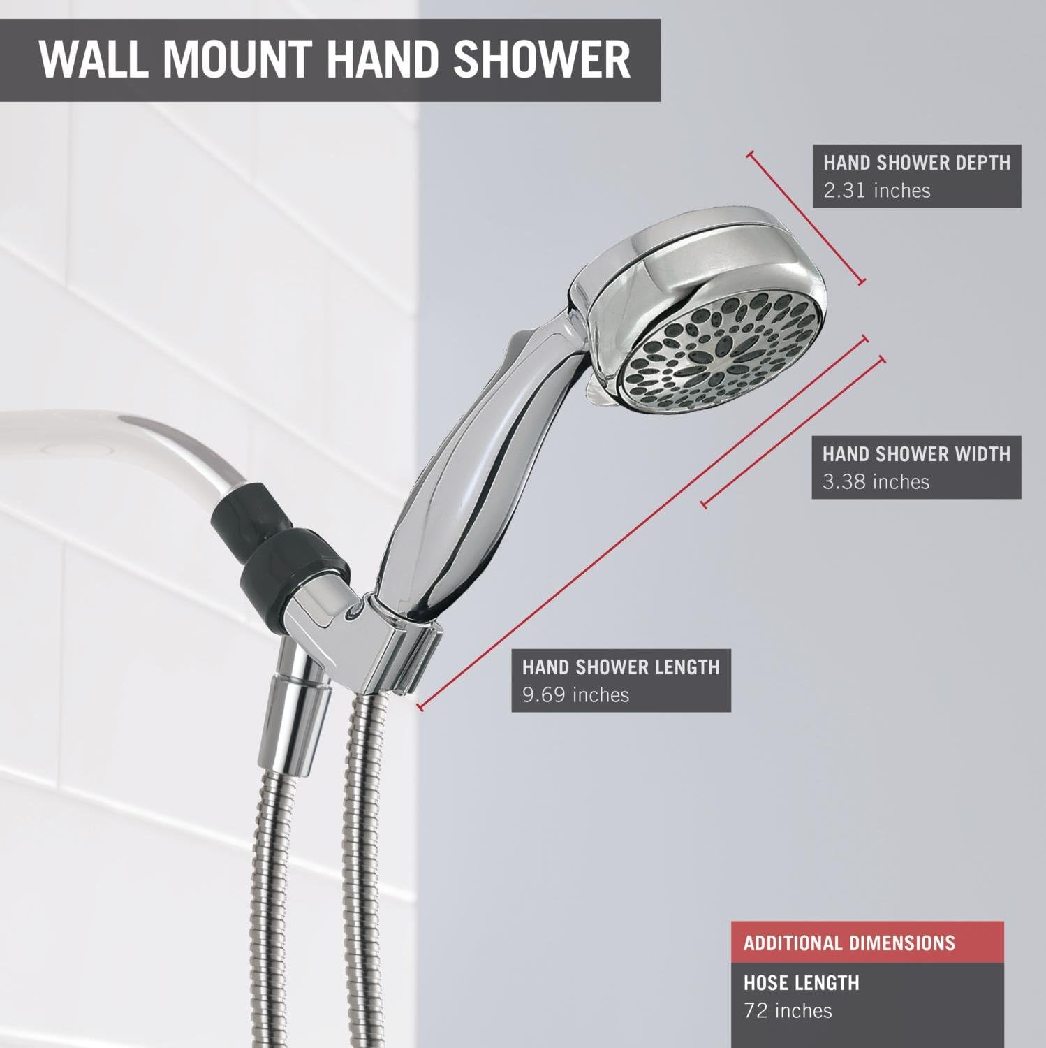 Delta Faucet 7-Spray Touch-Clean Hand Held Shower Head with Hose, Chrome 75700 - Hand Held Showerheads - 