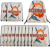 AEYURUID 12 Pcs Baseball Drawstring Party Favor Bags Baseball Backpack Sports Party Supplies Bags for Storage Candy Snacks Treat Backpack Goodie Bag for Sports Theme Birthday Parties(9.8x11.8Inch)