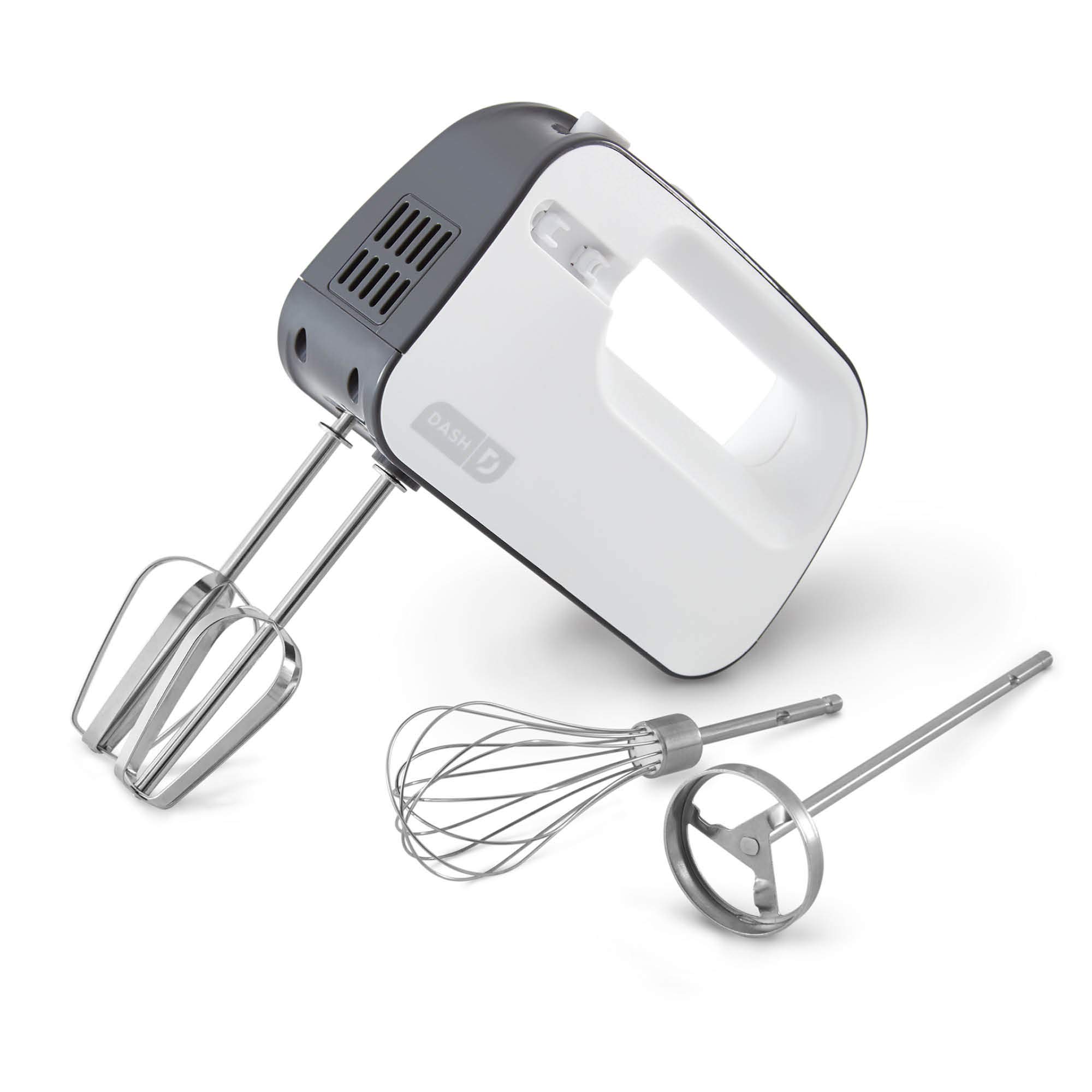 Photo 1 of Dash SmartStore™ Deluxe Compact Electric Hand Mixer + Whisk and Milkshake Attachment for Whipping, Mixing Cookies, Brownies, Cakes, Dough, Batters, Meringues & More, 3 Speed, 150-Watt – Grey