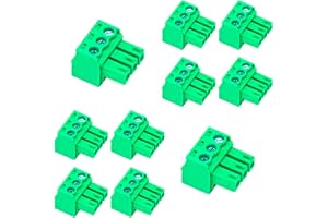 Keszoox 10 PCS 3.81mm Pitch Green Phoenix Type Connector 3 Pin PCB Screw Terminal Block