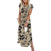 WIHOLL Summer Dresses Cap Sleeve Crewneck Maxi Long Casual Dress with Pockets Beach Vacation Sundresses 2026 Trendy