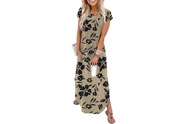 WIHOLL Summer Dresses Cap Sleeve Crewneck Maxi Long Casual Dress with Pockets Beach Vacation Sundresses 2026 Trendy