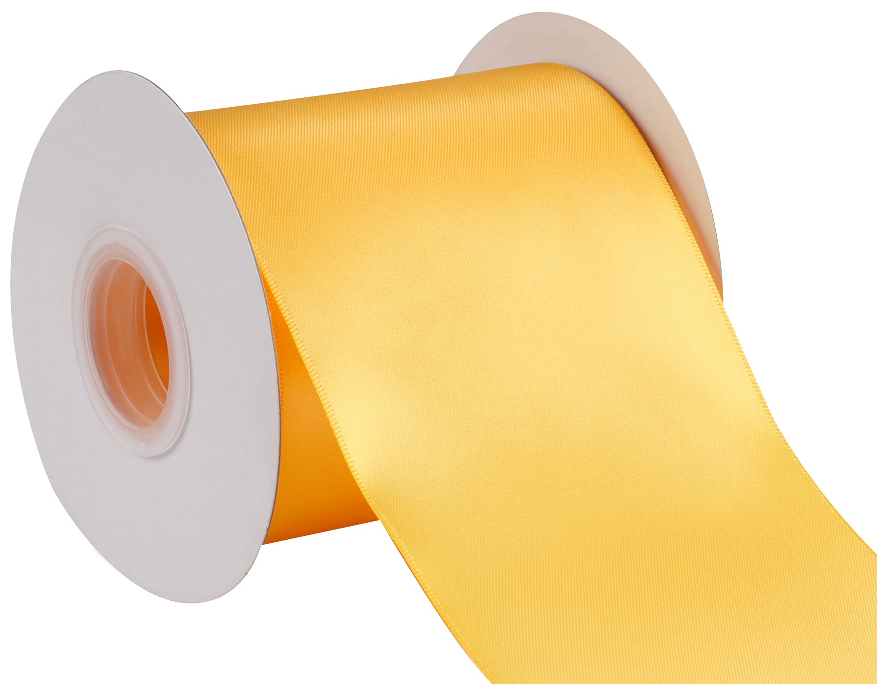Joycrosso 100mm Double Faced Satin Ribbon 22 Meters-Roll Set for Chair Sash Gift Wrapping Party Favor Home Decoration Craft Supplies, Yellow Gold