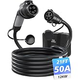 EVDANCE EV Charger Extension Cable, J1772 Extension Cable 50A 21FT Charging Cord for Electric Vehicle 110V-240V Compatible for All SAE J1772 Chargers (50A - 21FT)