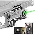 WARRIORLAND Green Laser Sight Fit Glock 17/19/19X/23/31/32/44/45 with Kydex Holster, First Green Beam Sight with Power Indicator, G19 Laser with IWB Holster Right Hand, WLS-104G w/ G19 Holster