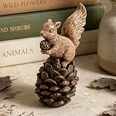 DN DECONATION Squirrel Fall Decorations for Home Table Decor Garden Statue | Brown Squirrel on Pinecone, Gifts, High-density Resin Animal, Perfect for Table Autumn Thanksgiving Harvest Farmhouse Decor