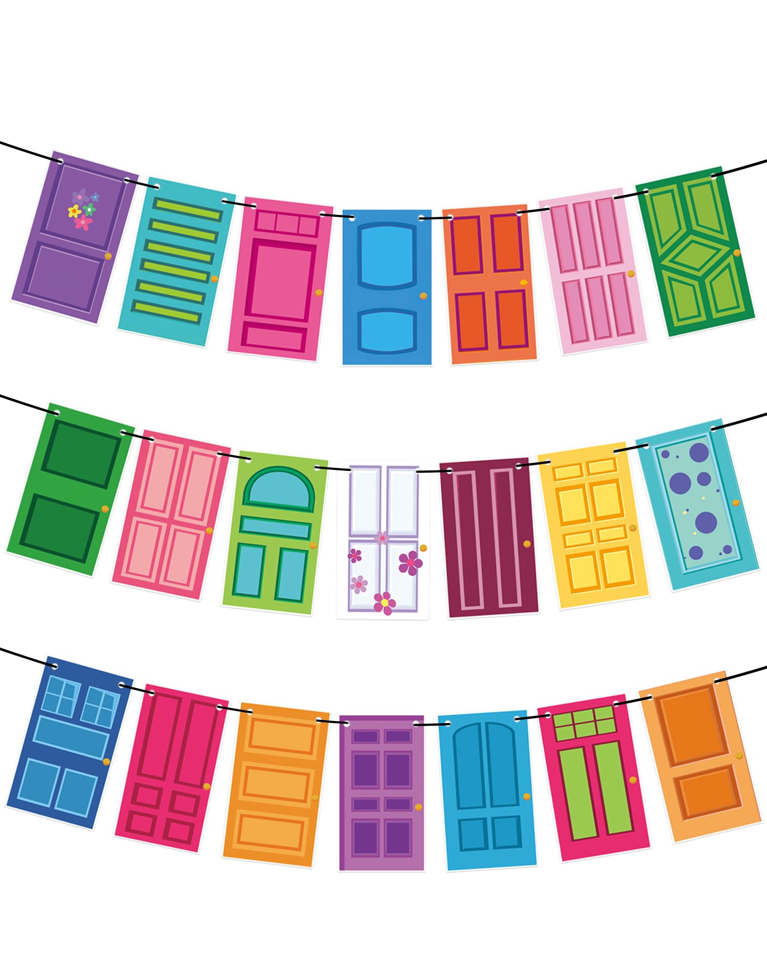 Photo 1 of HOMEZZO Monster Theme Party Decoration, Colorful Door Banner Garland for Kids Birthday Party, Baby Shower Monster Themed Event