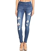 Jvini Women's Ripped Destroyed Skinny Jeans & Jeggings Pull-On Elastic Waist Stretch Denim Pants Regular-Plus Size