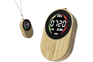 PinoTec CO2 Detector, Indoor Air Quality Monitor, 2 in 1 Carbon Dioxide Detector Air Quality Monitor, TVOC Meter, CO2 Meter,Battery Powered,Home Air Test Kits for Office