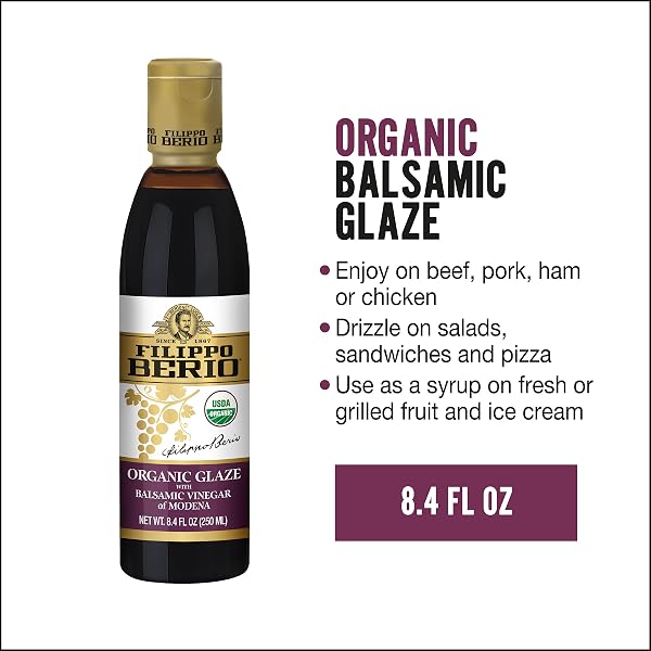 FILIPPO BERIO ORGANIC GLAZE WITH BALSAMIC VINEGAR OF MODENA 8.4 FL OZ, GLUTEN FREE, LACTOSE FREE, NON-GMO