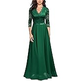 MISSMAY Women's Formal Floral Lace 2/3 Sleeves Long Evening Party Maxi Dress