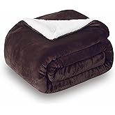 SOCHOW Sherpa Fleece Throw Blanket, Reversible Super Soft Luxurious Plush Blanket Twin Size, Brown(60inch X80'')