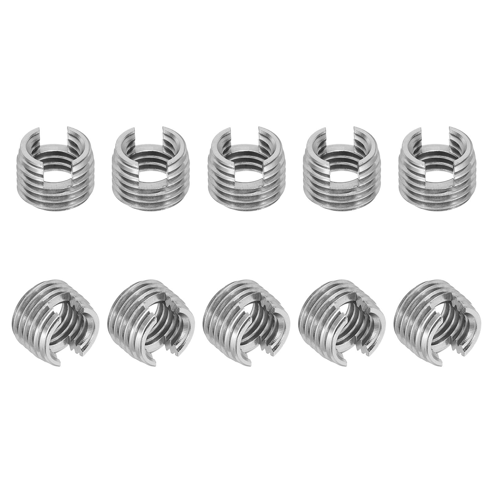 PATIKIL Self-Tapping Threaded Inserts, 10 Pcs M10 x M14 x 10mm 303 Stainless Steel Thread Adapter Reducer Slotted Screw Repair Inserts Nuts Sleeve