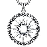 Lattd Sun Necklace for Men 925 Sterling Silver Irish Celtic Knot Sun Pendant Necklaces Jewelry, w/Stainless Steel Chain 22’’+2’’