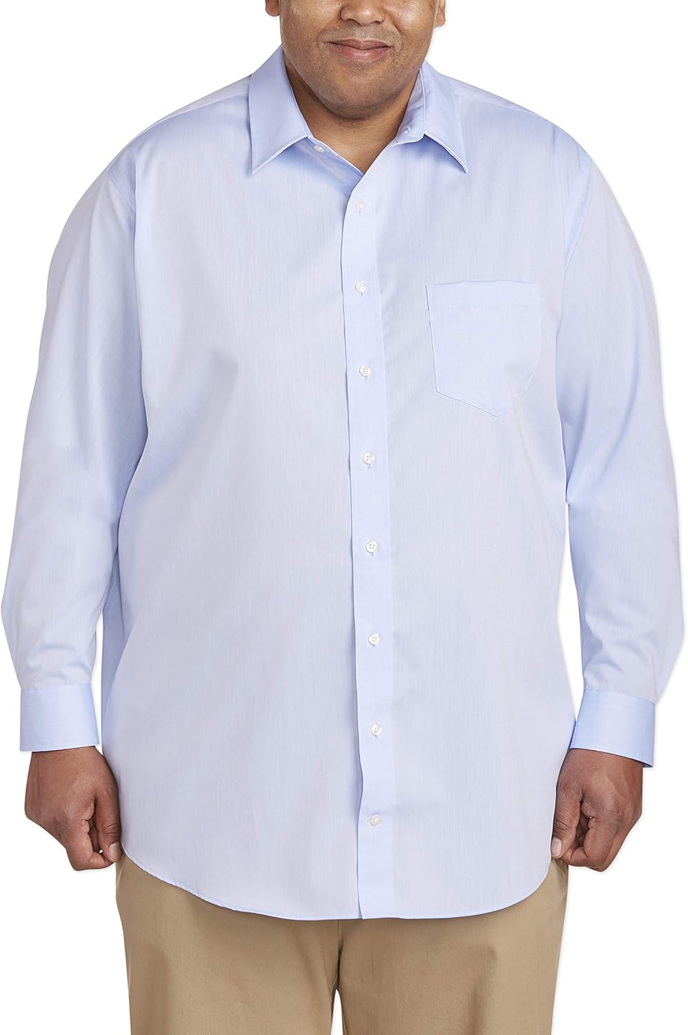  Essentials Men's Big & Tall Wrinkle-Resistant Long-Sleeve Solid Dress Shirt fit by DXL: Clothing