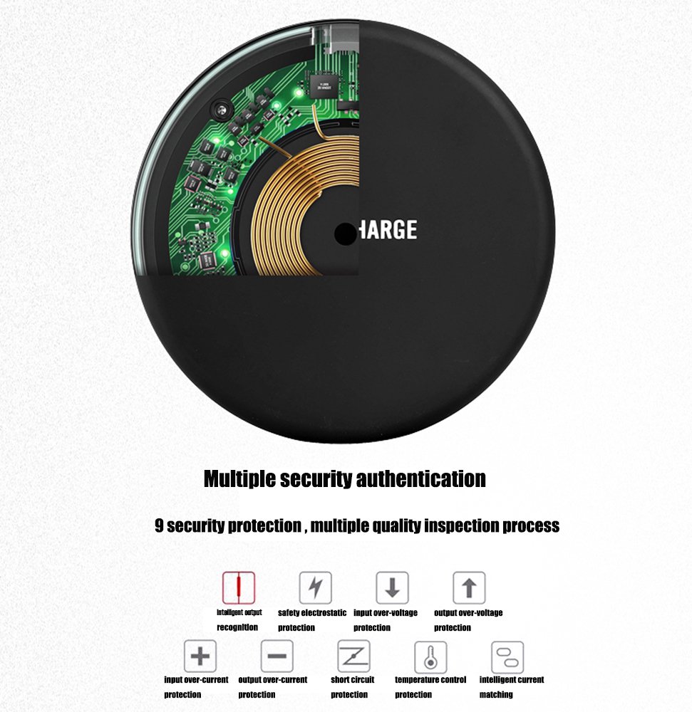 Wireless Charging, JH-LI QI Fast Wireless Charger Ultra Slim Wireless Charger Pad for Samsung Galaxy Note 8,S8, S8+ S8 Plus,S7,S7 Edge,S6 Edge/Edge Plus,Note 5,iPhone X 8 Plus 8,[Sleep-Friendly] Black