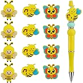 HUAAPLEVLA 12 Pcs 3D Bees Butterfly Silicone Beads for Keychain Making Cute Silicone Charms Unique Focal Beads for Pens Bracelets Lanyards DIY Crafts Jewelry Making