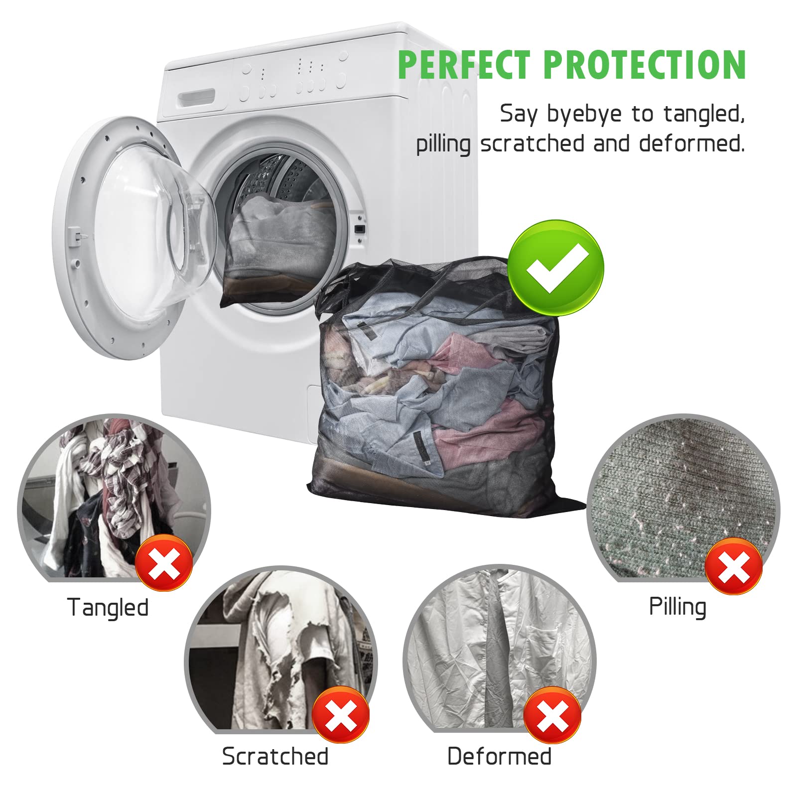 2 Pack Mesh Laundry Bags 24 x 32 inch Laundry Garment Bag Mesh Large Lingerie Wash Bags Zippered Garment Washing Net for Underwear Hosiery Blouse Sweater Dress