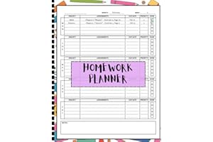 Homework Planner for ADHD Students: Weekly and Daily Undated Assignment Journal Notebook for Elementary, Middle, High School,