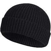 ROYBENS Swag Wool Knit Cuff Short Fisherman Beanie for Men Women, Winter Warm Hats