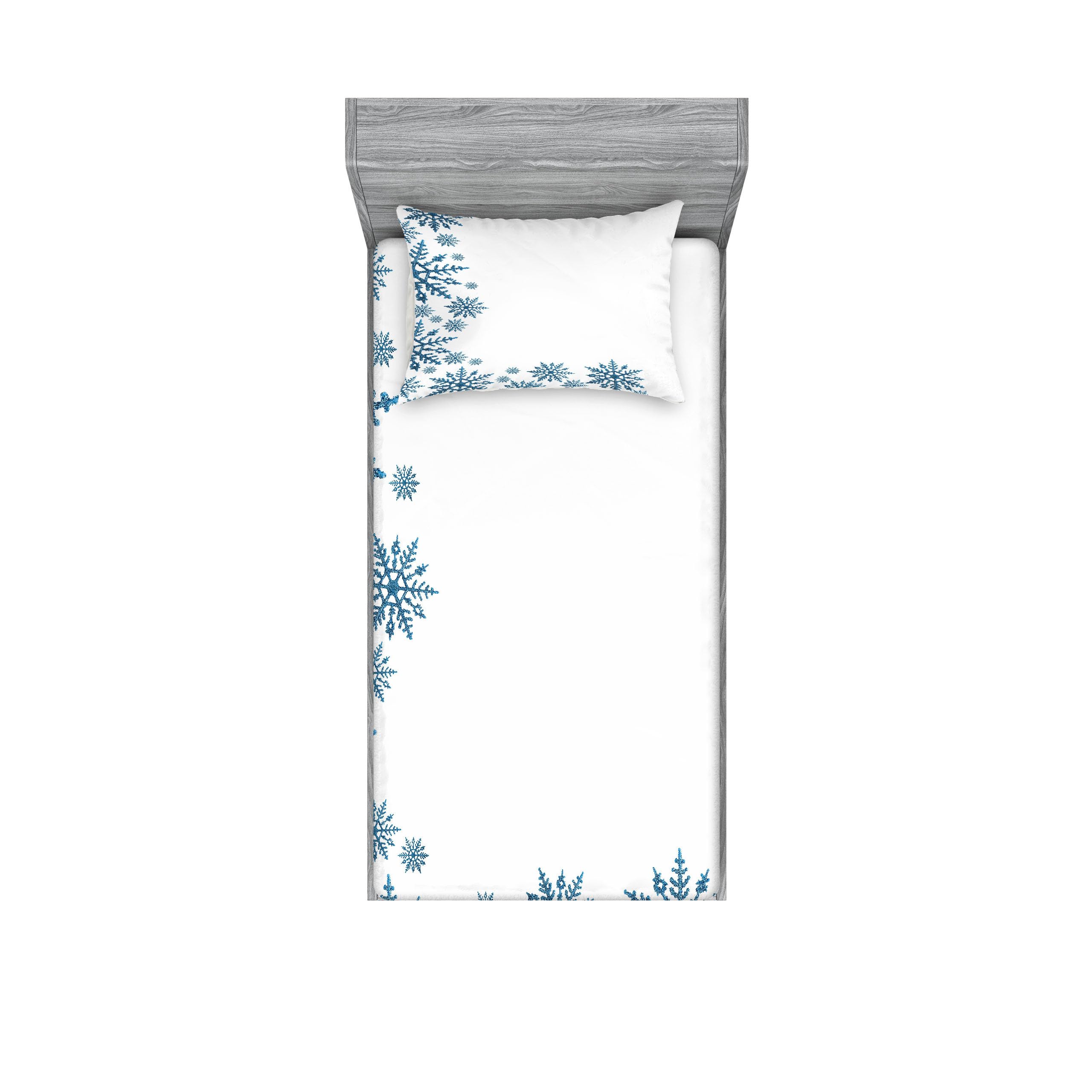 Lunarable Snowflake Fitted Sheet & Pillow Sham